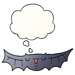 cartoon bat and thought bubble in smooth gradient style