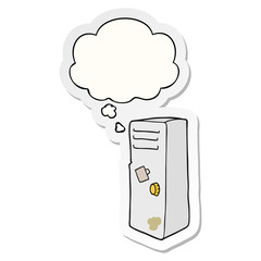 cartoon locker and thought bubble as a printed sticker