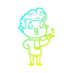 cold gradient line drawing happy cartoon man
