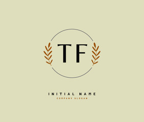 T F TF Beauty vector initial logo, handwriting logo of initial signature, wedding, fashion, jewerly, boutique, floral and botanical with creative template for any company or business.