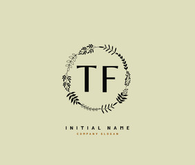 T F TF Beauty vector initial logo, handwriting logo of initial signature, wedding, fashion, jewerly, boutique, floral and botanical with creative template for any company or business.