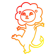 warm gradient line drawing cartoon lion