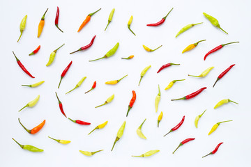 Chili Peppers on white background.