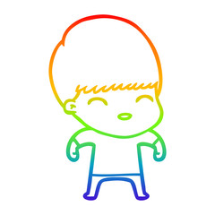 rainbow gradient line drawing happy cartoon boy