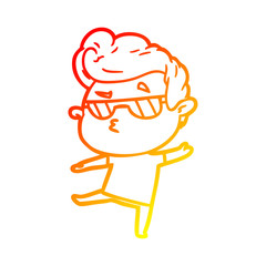 warm gradient line drawing cartoon cool guy