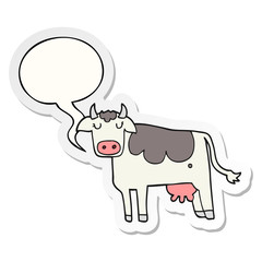 cartoon cow and speech bubble sticker
