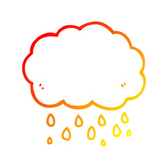 warm gradient line drawing cartoon cloud raining