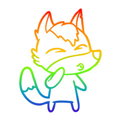 rainbow gradient line drawing cartoon wolf whistling