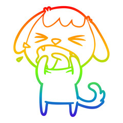 rainbow gradient line drawing cute cartoon dog barking
