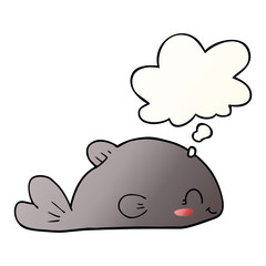 cartoon fish and thought bubble in smooth gradient style