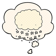 cartoon rain cloud and thought bubble in comic book style