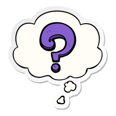 cartoon question mark and thought bubble as a printed sticker
