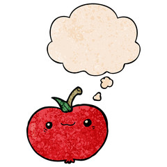 cartoon apple and thought bubble in grunge texture pattern style