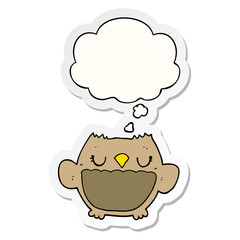 cartoon owl and thought bubble as a printed sticker