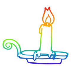 rainbow gradient line drawing cartoon burning candle