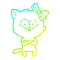 cold gradient line drawing cartoon cat