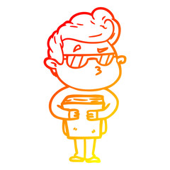 warm gradient line drawing cartoon cool guy