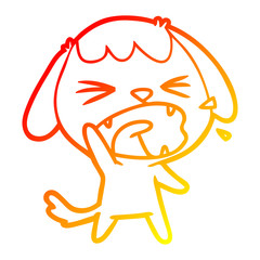 warm gradient line drawing cute cartoon dog barking