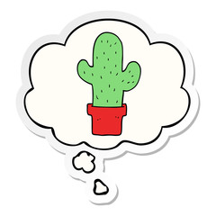 cartoon cactus and thought bubble as a printed sticker