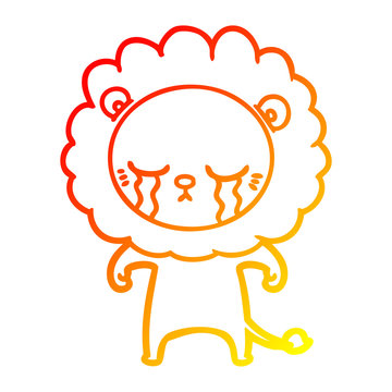 recommend clip art: warm gradient line drawing crying cartoon lion