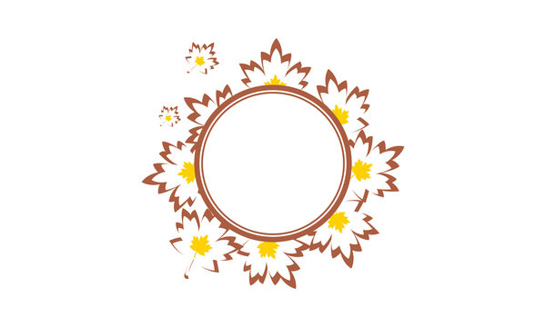 Hello autumn, leaf maple logo 