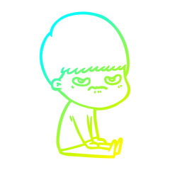 cold gradient line drawing cartoon boy