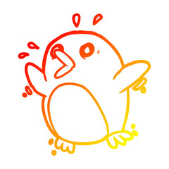 warm gradient line drawing frightened penguin