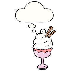 cartoon ice cream and thought bubble