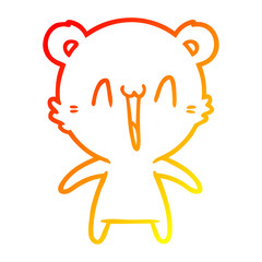 warm gradient line drawing happy polar bear cartoon