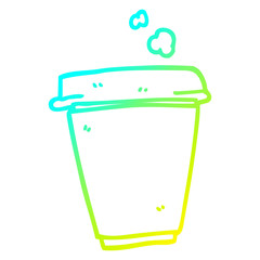 cold gradient line drawing cartoon coffee cup