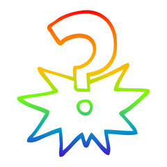 rainbow gradient line drawing cartoon question mark