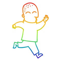 rainbow gradient line drawing cartoon man running