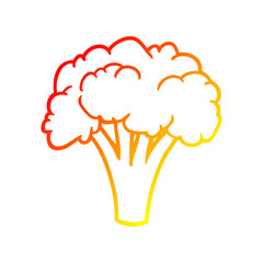 warm gradient line drawing Cartoon broccoli
