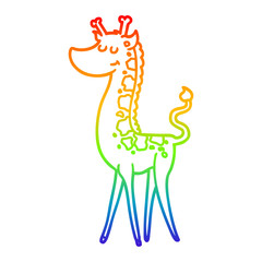 rainbow gradient line drawing cartoon giraffe