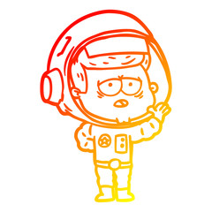 warm gradient line drawing cartoon tired astronaut