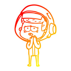 warm gradient line drawing cartoon tired astronaut