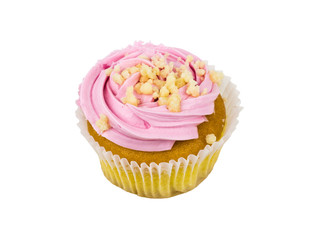Cupcakes with berry cream isolated on white background.