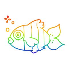 rainbow gradient line drawing cartoon exotic fish