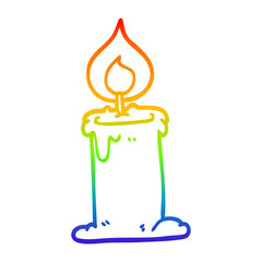 rainbow gradient line drawing cartoon candle burning