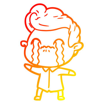 recommend clip art: warm gradient line drawing cartoon man crying