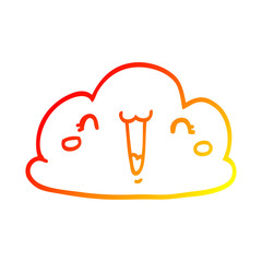 warm gradient line drawing cute cartoon cloud