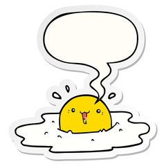 cute cartoon fried egg and speech bubble sticker