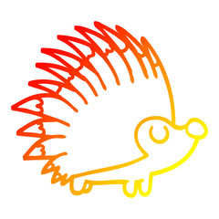 warm gradient line drawing cartoon spiky hedgehog