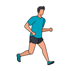 Fototapeta na wymiar young athletic man running character