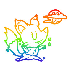 rainbow gradient line drawing halloween werewolf changing in moonlight