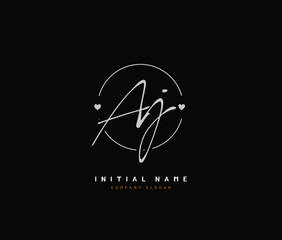 A J AJ Beauty vector initial logo, handwriting logo of initial signature, wedding, fashion, jewerly, boutique, floral and botanical with creative template for any company or business.