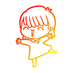 warm gradient line drawing cartoon woman