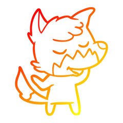 warm gradient line drawing friendly cartoon fox