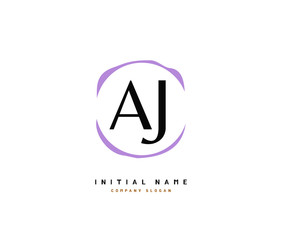 A J AJ Beauty vector initial logo, handwriting logo of initial signature, wedding, fashion, jewerly, boutique, floral and botanical with creative template for any company or business.