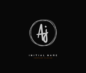 Obraz premium A J AJ Beauty vector initial logo, handwriting logo of initial signature, wedding, fashion, jewerly, boutique, floral and botanical with creative template for any company or business.
